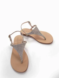 Sandalo infradito tacco 1 cm argento glitter