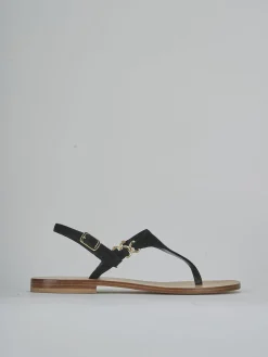 Sandalo infradito tacco 1 cm nero camoscio