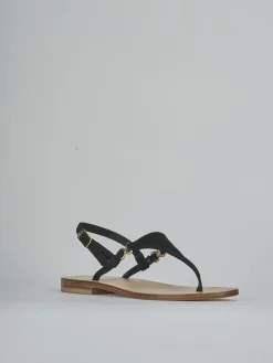 Sandalo infradito tacco 1 cm nero camoscio