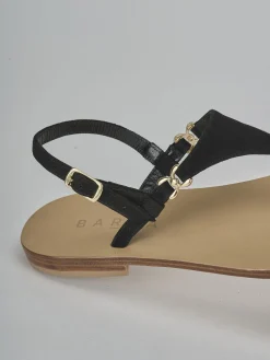 Sandalo infradito tacco 1 cm nero camoscio