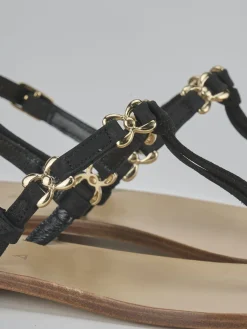 Sandalo infradito tacco 1 cm nero camoscio