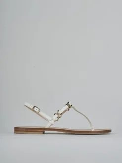 Sandalo infradito tacco 1 cm bianco pelle