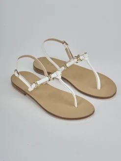 Sandalo infradito tacco 1 cm bianco pelle