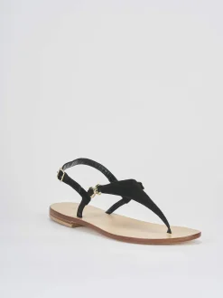 Sandalo infradito tacco 1 cm nero camoscio