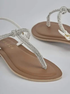 Sandalo infradito tacco 1 cm argento pelle