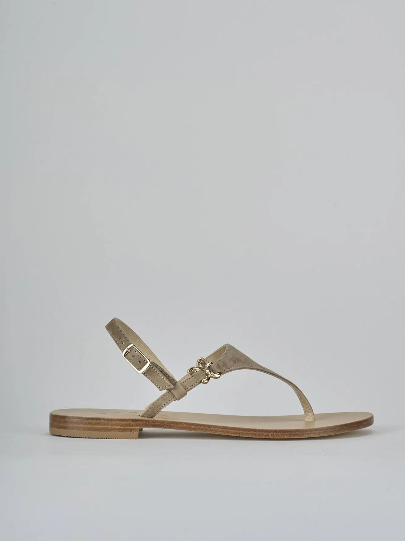 Sandalo infradito tacco 1 cm beige camoscio