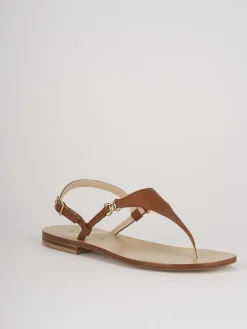 Sandalo infradito tacco 1 cm marrone pelle