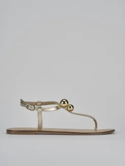 Sandalo infradito tacco 1 cm oro pelle