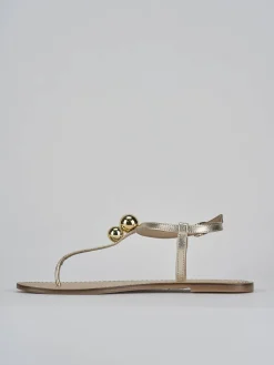 Sandalo infradito tacco 1 cm oro pelle