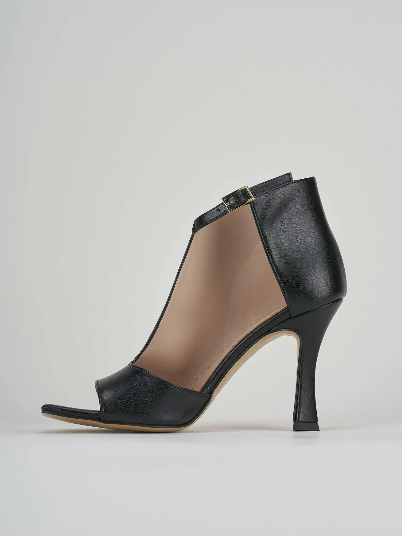 Sandalo tacco 8 cm nero pelle