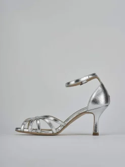 Sandalo tacco 7 cm argento pelle