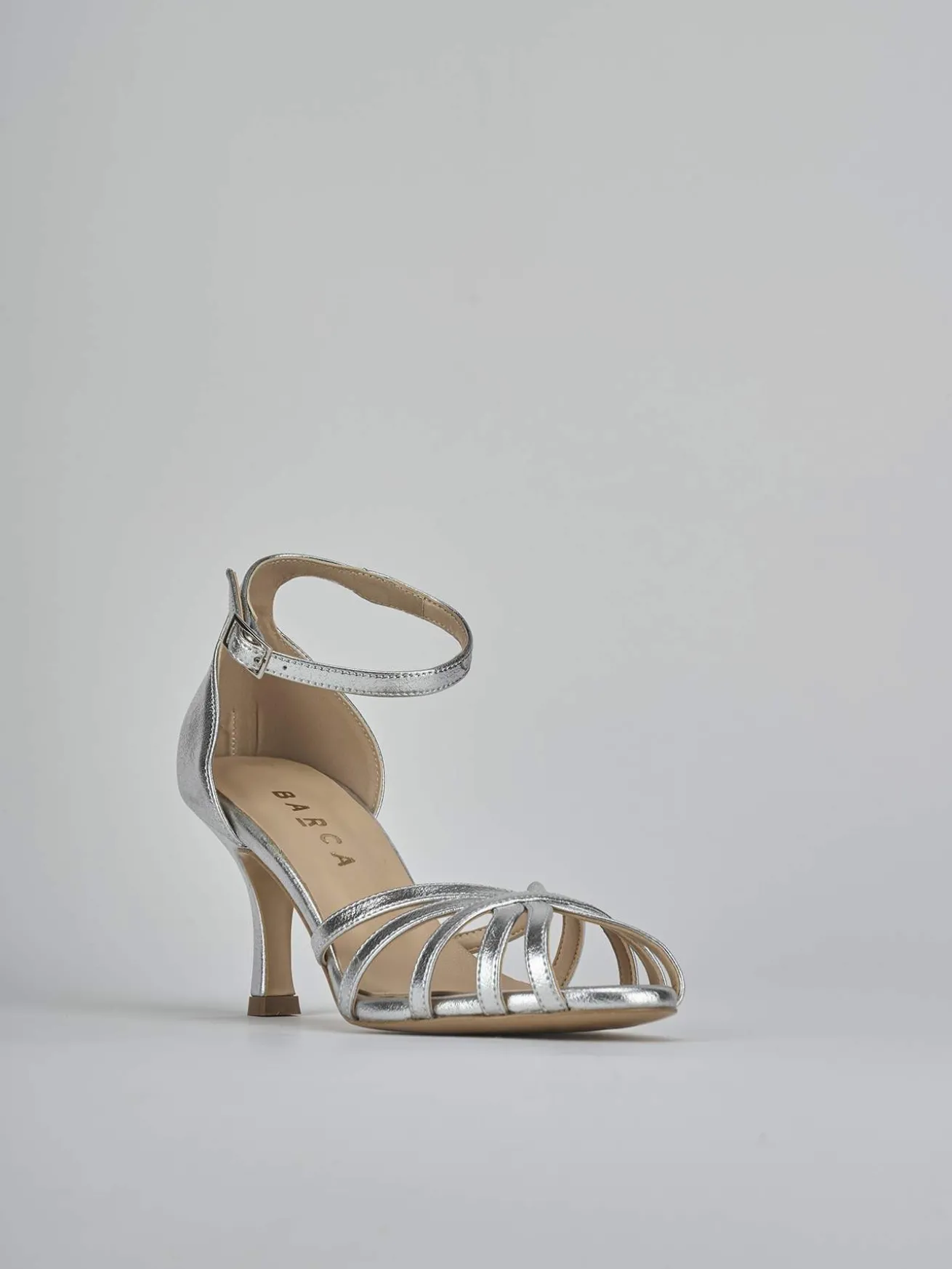 Sandalo tacco 7 cm argento pelle