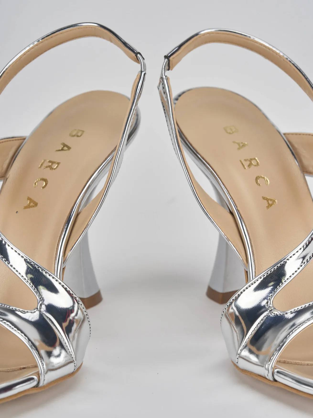 Sandalo tacco 9 cm argento pelle