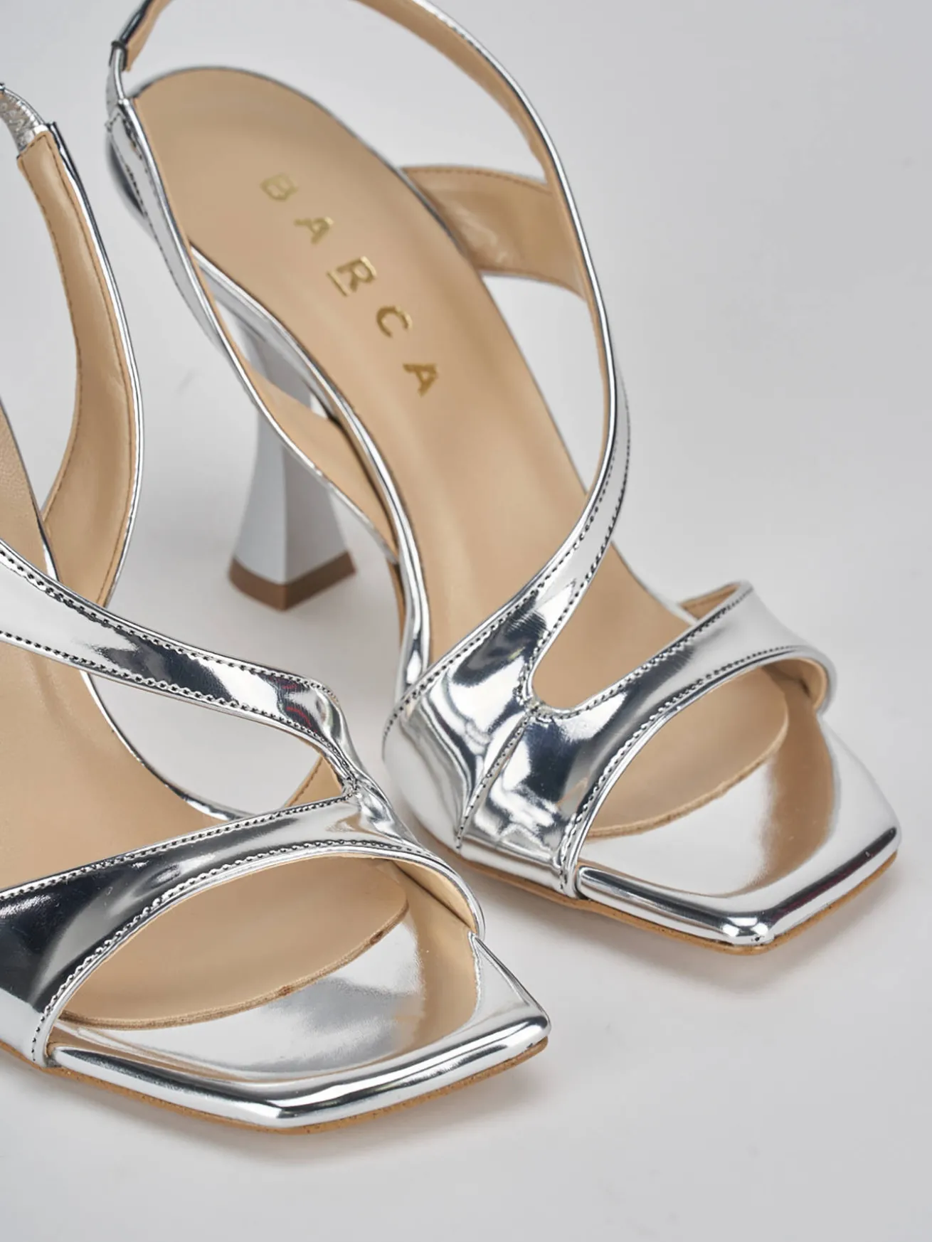 Sandalo tacco 9 cm argento pelle