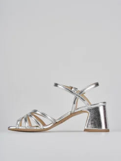 Sandalo tacco 6 cm argento pelle