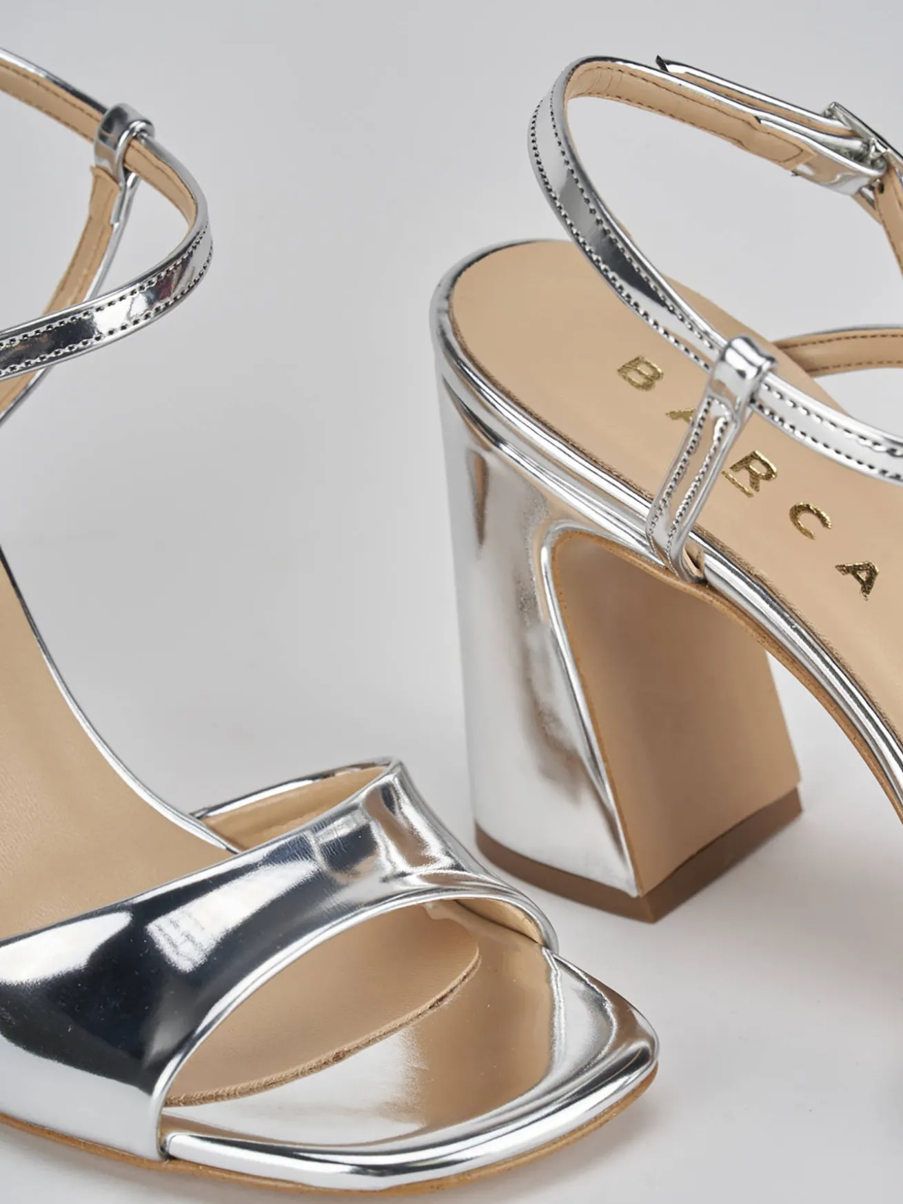 Sandalo tacco 7 cm argento pelle