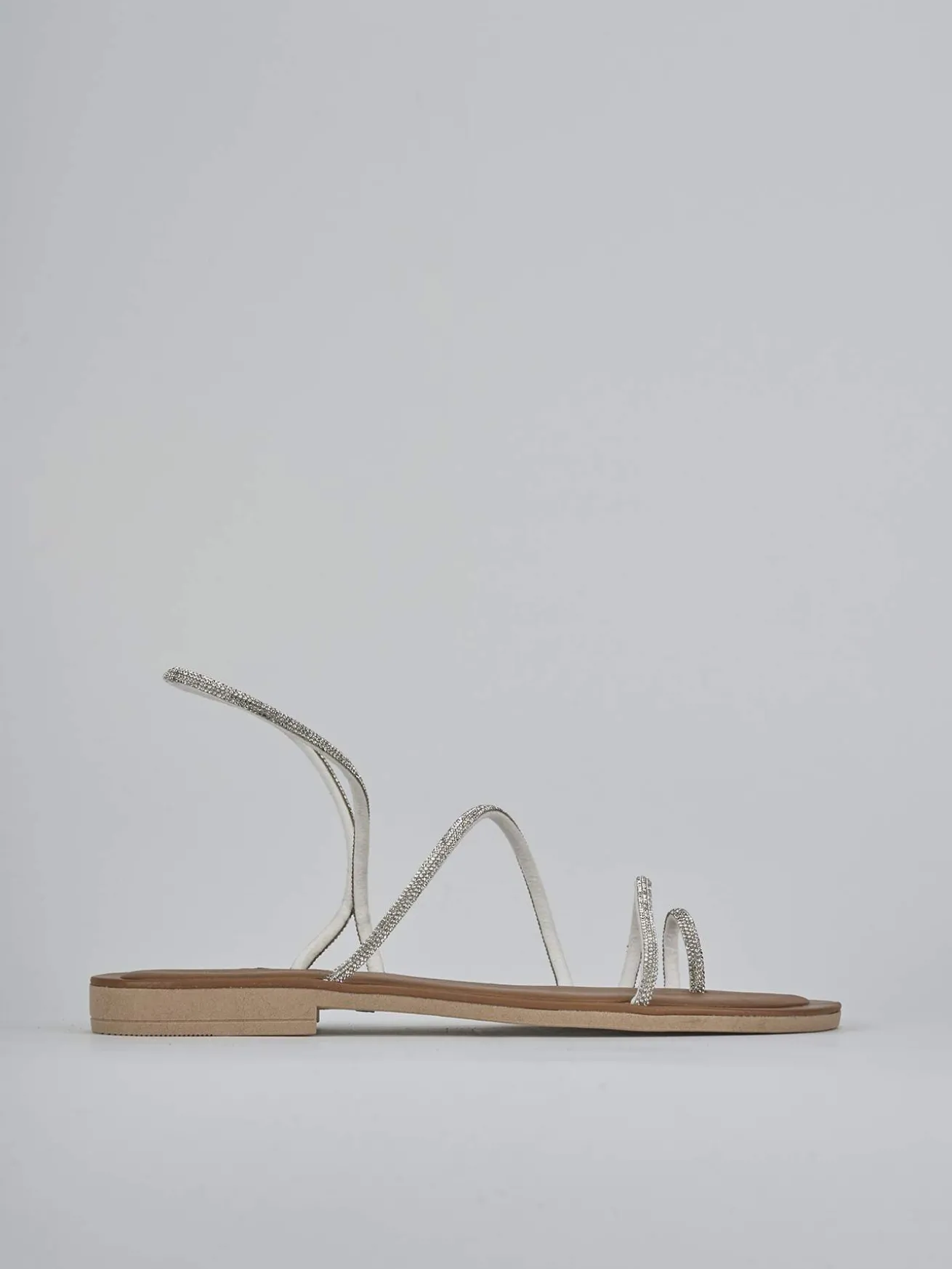 Sandalo tacco 1 cm argento pelle