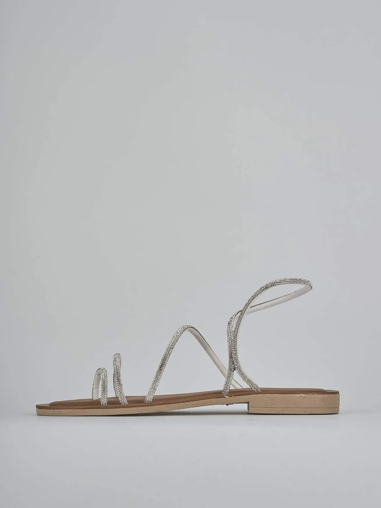 Sandalo tacco 1 cm argento pelle