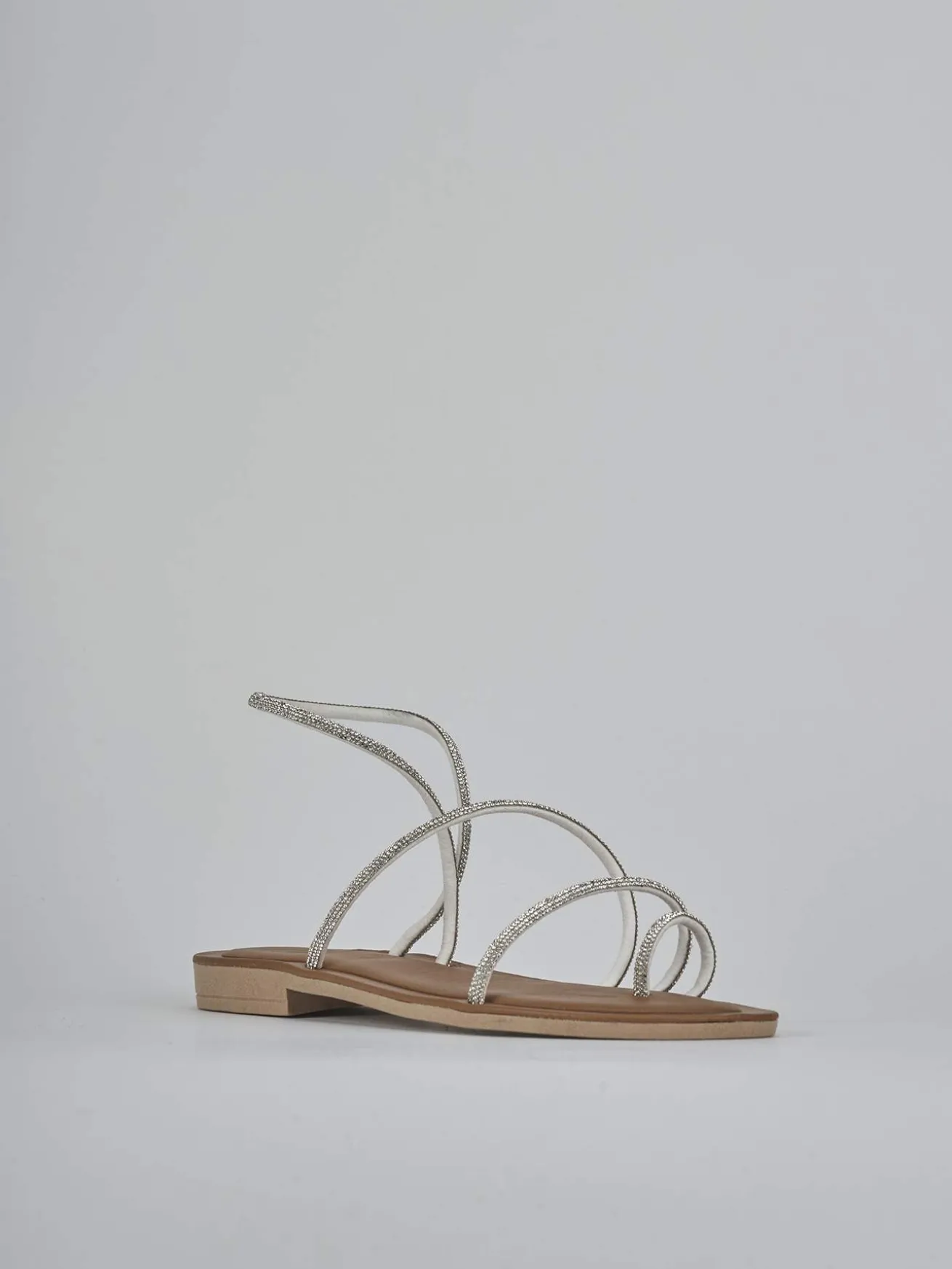 Sandalo tacco 1 cm argento pelle