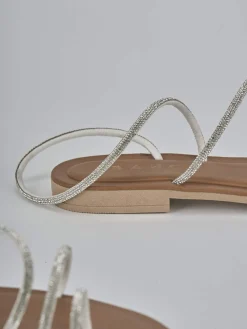 Sandalo tacco 1 cm argento pelle