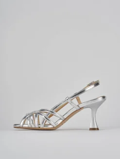 Sandalo tacco 7 cm argento pelle