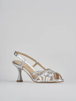 Sandalo tacco 7 cm argento pelle
