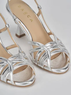 Sandalo tacco 7 cm argento pelle
