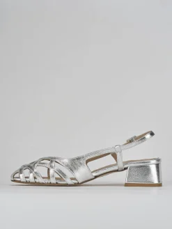 Sandalo tacco 5 cm argento pelle