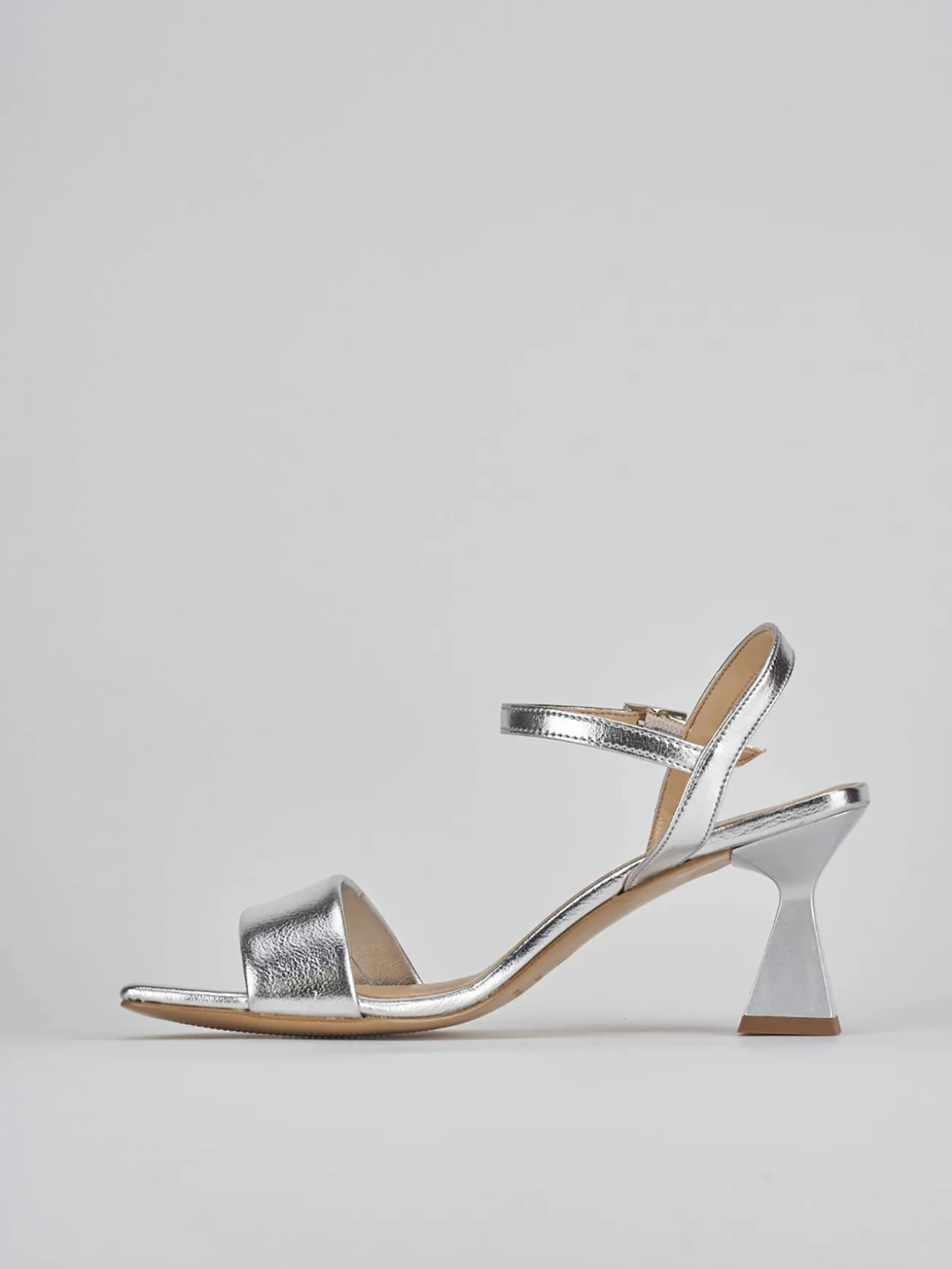 Sandalo tacco 7 cm argento pelle