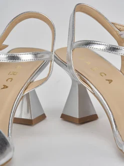 Sandalo tacco 7 cm argento pelle