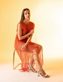 Sandalo tacco 7 cm argento pelle