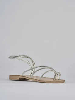 Sandalo tacco 1 cm argento pelle