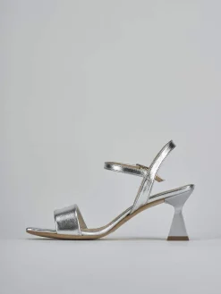 Sandalo tacco 7 cm argento pelle