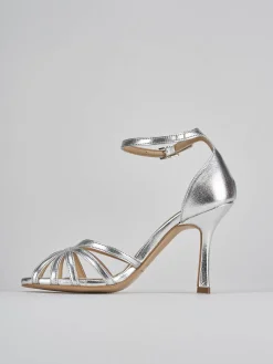 Sandalo tacco 9 cm argento pelle