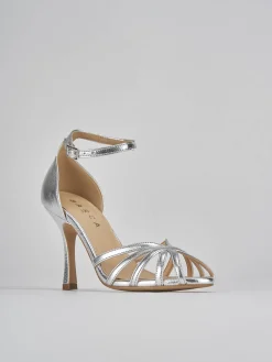 Sandalo tacco 9 cm argento pelle