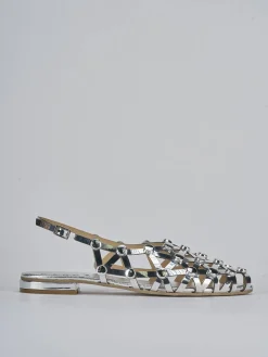 Sandalo tacco 2 cm argento pelle