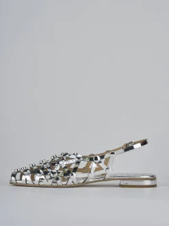 Sandalo tacco 2 cm argento pelle