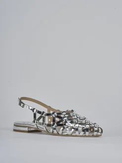 Sandalo tacco 2 cm argento pelle