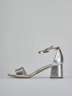 Sandalo tacco 6 cm argento pelle