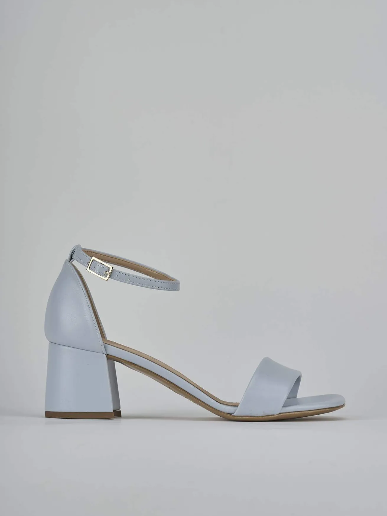 Sandalo tacco 6 cm azzurro pelle