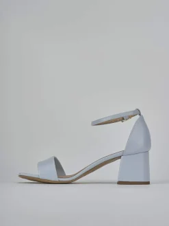 Sandalo tacco 6 cm azzurro pelle