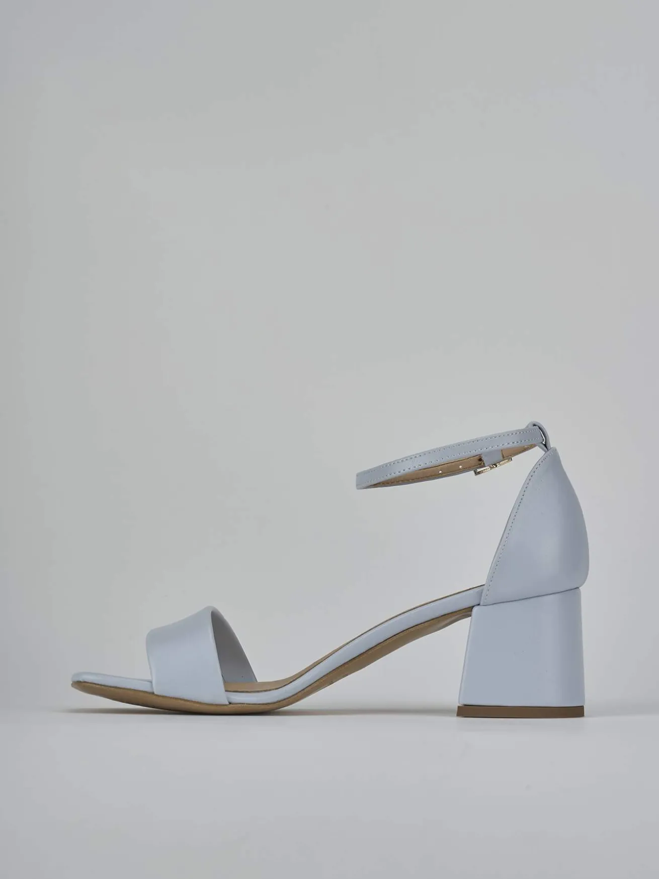 Sandalo tacco 6 cm azzurro pelle