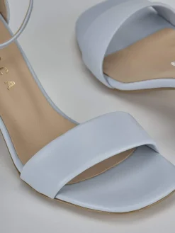 Sandalo tacco 6 cm azzurro pelle