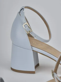 Sandalo tacco 6 cm azzurro pelle