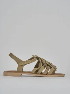 Sandalo tacco 1 cm beige camoscio