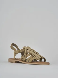 Sandalo tacco 1 cm beige camoscio