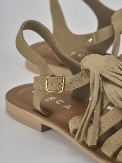 Sandalo tacco 1 cm beige camoscio