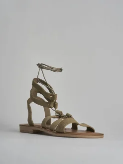 Sandalo tacco 1 cm beige camoscio