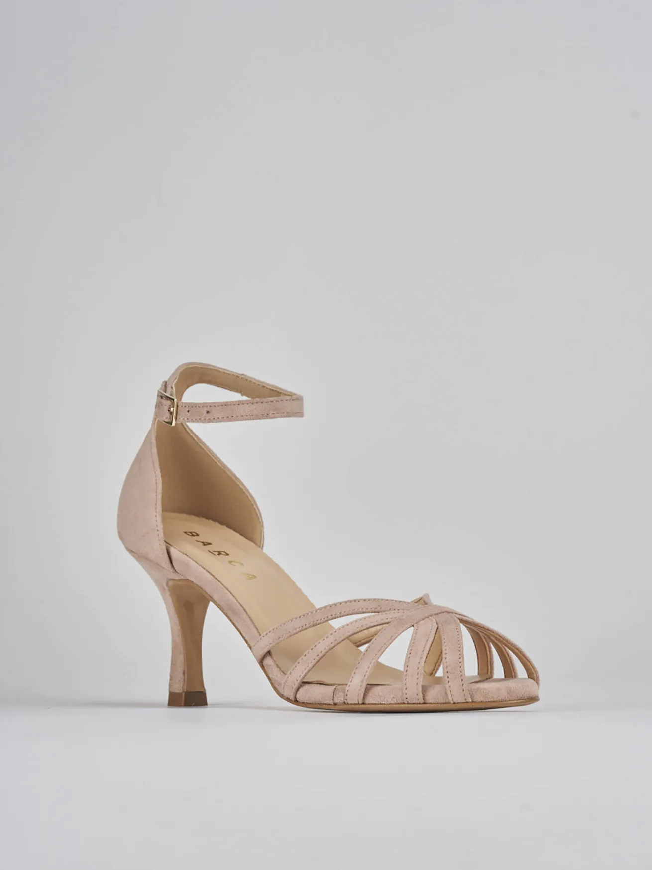 Sandalo tacco 7 cm beige camoscio
