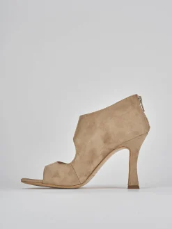 Sandalo tacco 9 cm beige camoscio